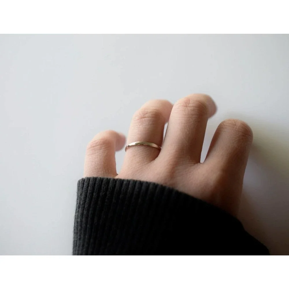 10k solid gold simple wedding band 2mm wide minimalist for women